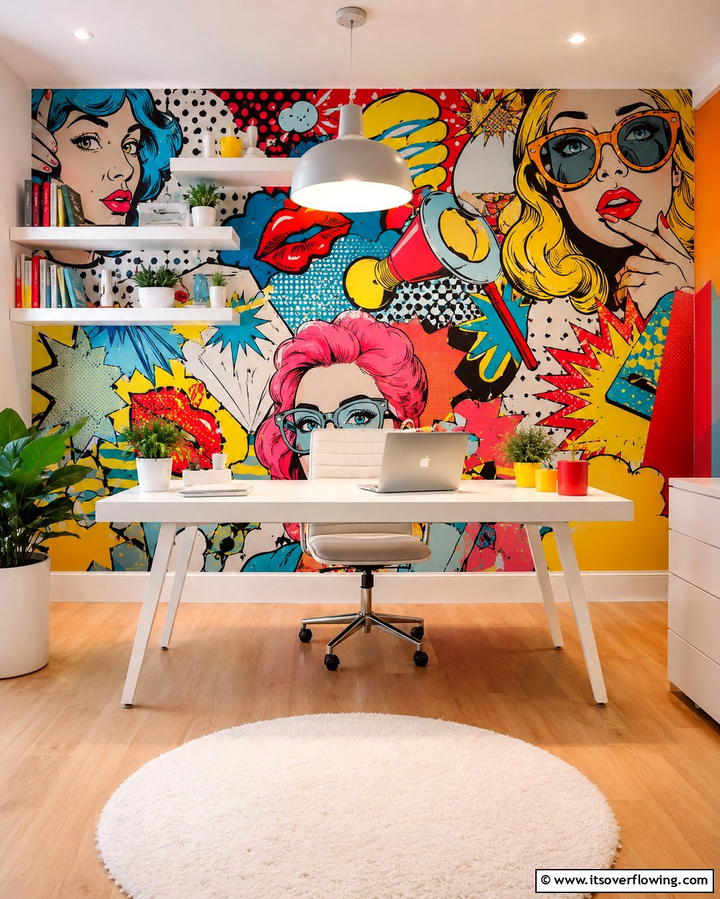 Energetic Pop Art - 30 Office Wallpaper Ideas for a Productive Workspace