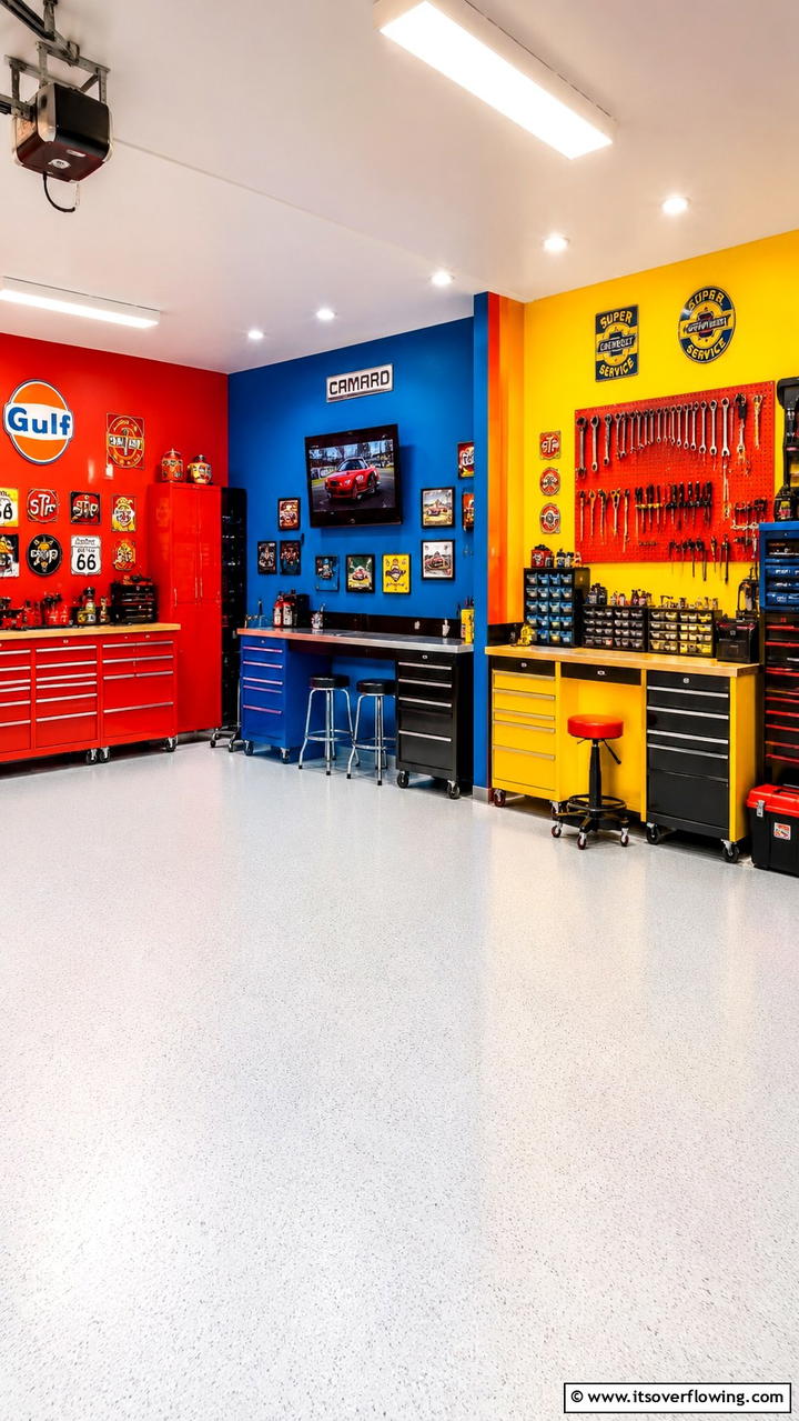 Energetic Primary Colors - 30 Creative Garage Wall Paint Ideas for a Fresh Look