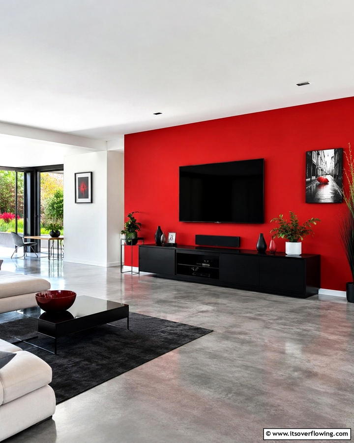 Energetic Red Accents - 30 Floor & Wall Color Combos for Stylish Interiors