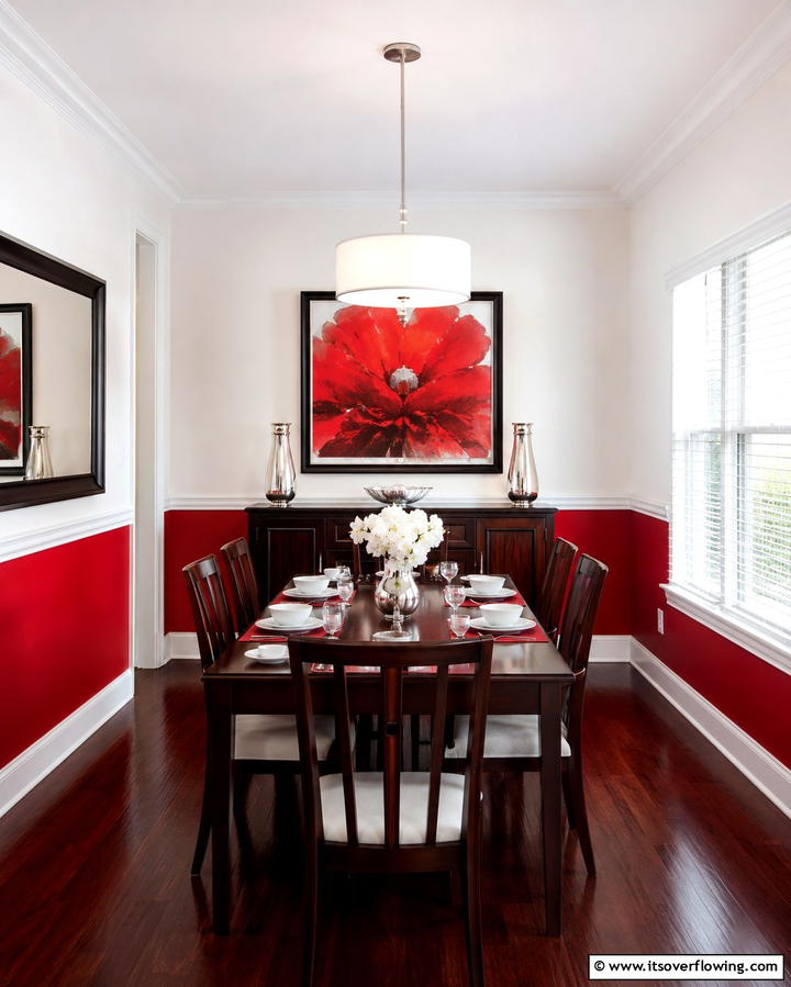 Energetic Red and White Duo - 30 Two-Tone Wall Paint Ideas to Elevate Your Interior Design