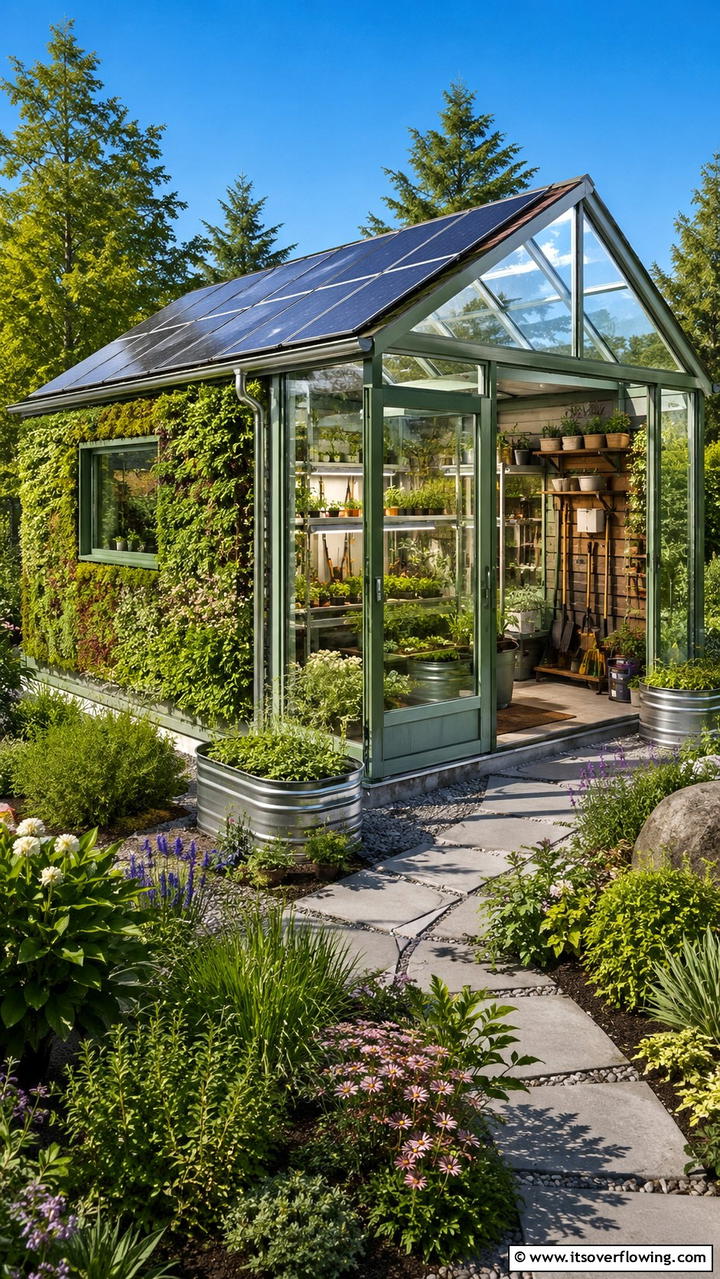 Energy Efficient Garden Oasis - 30 Greenhouse and Shed Combo Ideas- Space-Saving Designs