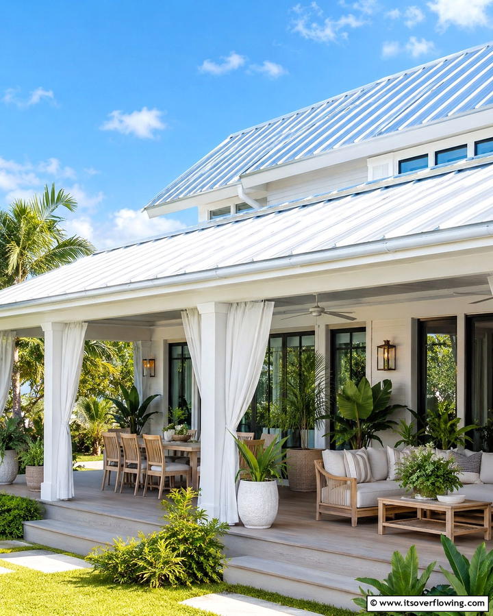 Energy Efficient Reflective Metal Roofs - 25 Metal Roof Porch Design Ideas for a Durable Space