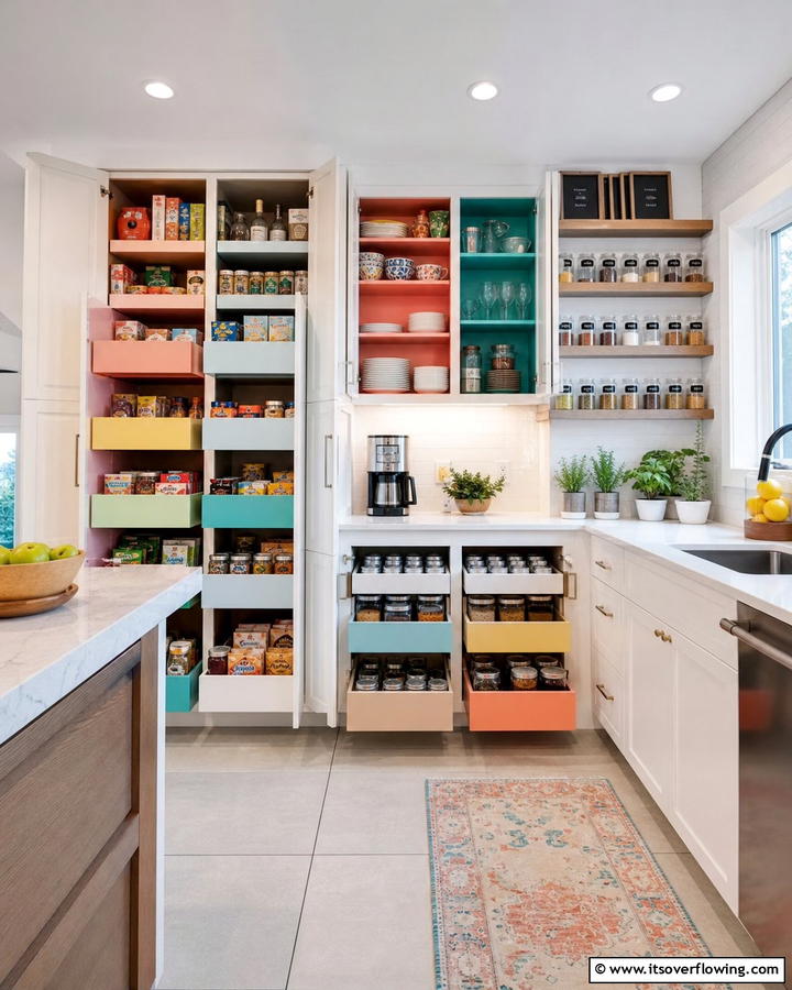 Engaging Storage Solutions - 21 Colorful Kitchen Ideas to Energize Your Cooking Space