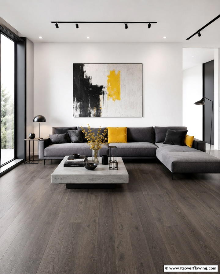 Engineered Wood for Modern Durability - 25 Living Room Flooring Ideas for a Stunning Space