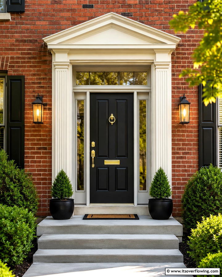 Enhance Curb Appeal with Black Front Door - 25 Red Brick House with Black Trim Design Ideas