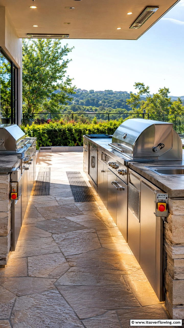 Enhanced Safety Features - 30 BBQ Island Ideas for Ultimate Outdoor Entertaining