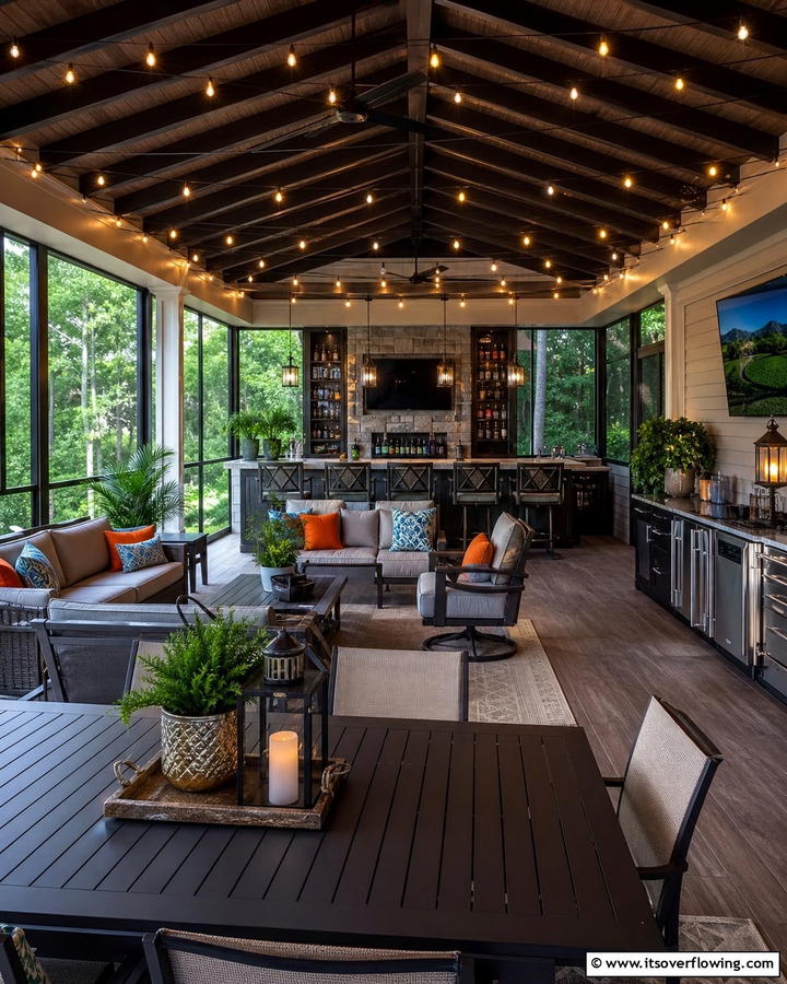 Entertainers Dream Patio - 21 Screened-in Porch Ideas for Year-Round Outdoor Living
