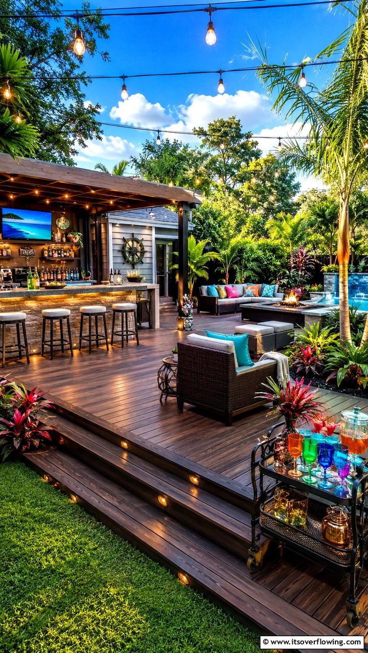 Entertainers Floating Deck - 30 Floating Deck Ideas for Modern Backyard Designs