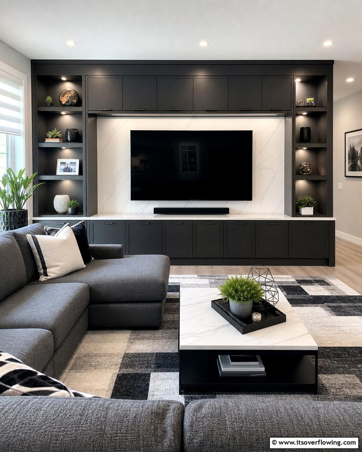 Entertainment Center with Cabinetry - 30 Living Room Storage Ideas to Declutter Your Space