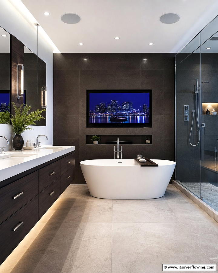 Entertainment Features - 25 Man Cave Bathroom Ideas for a Unique Space