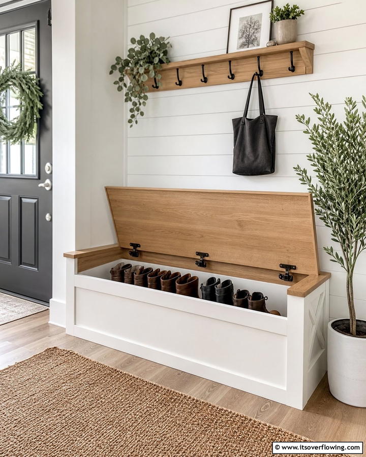 Entryway Boot Bench with Hidden Storage - 25 Creative Boot Storage Ideas for Organized Homes