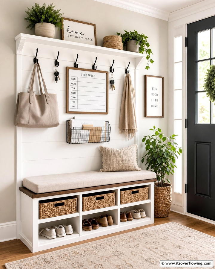 Entryway Command Center - 25 Command Center Ideas to Organize Your Home and Life