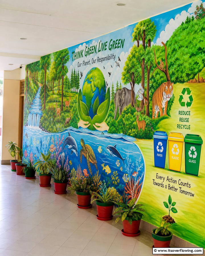 Environmental Awareness Mural - 21 Creative School Mural Ideas to Inspire Students