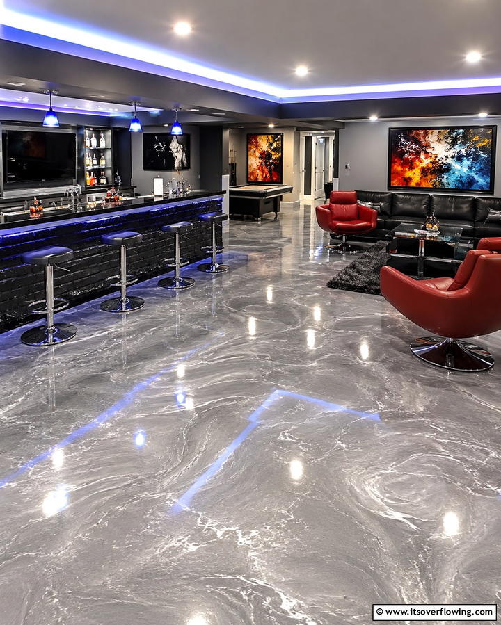 Epoxy Coated Flooring - 25 Basement Floor Ideas for a Functional Space