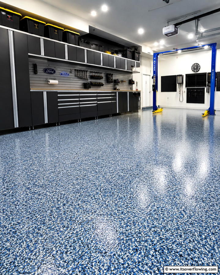 Epoxy Flake Coating - 25 Garage Flooring Ideas for Durability and Style