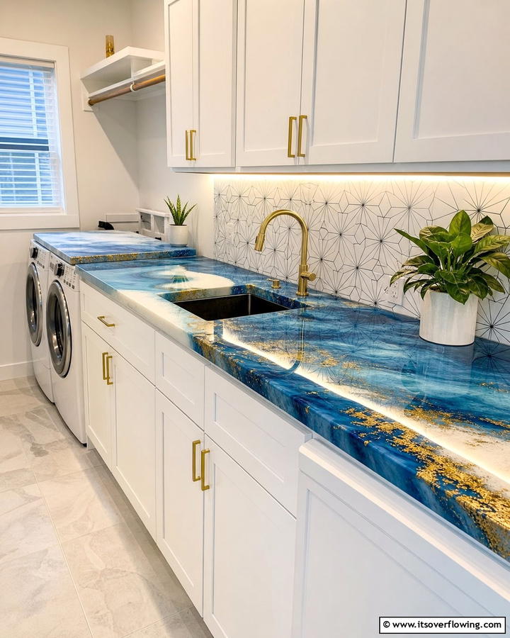 Epoxy Resin Countertops for High Gloss Finish - 20 Laundry Room Countertop Ideas for a Functional and Stylish Space