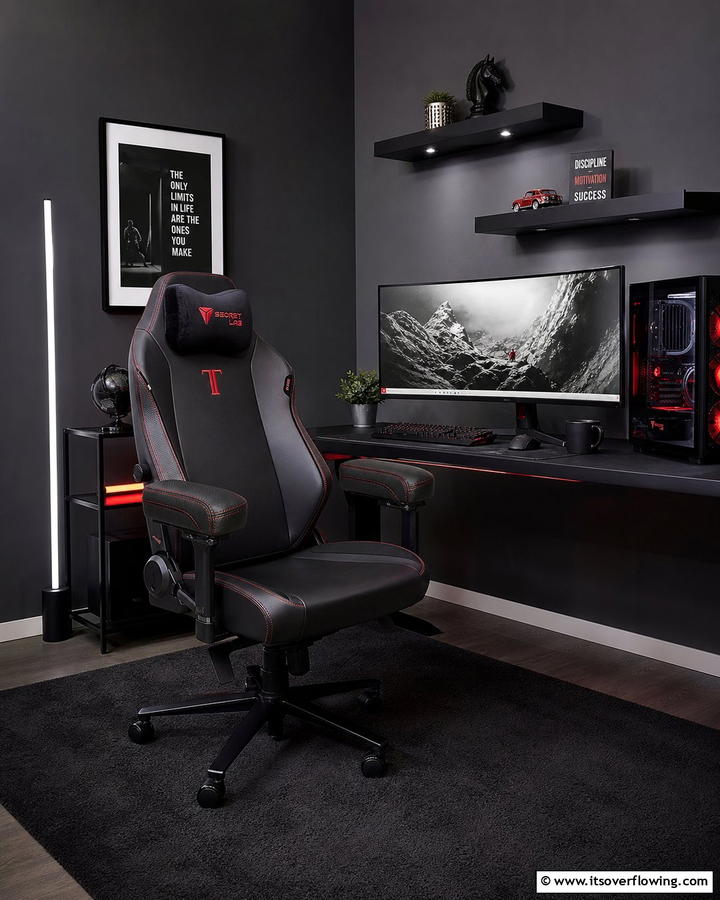 Ergonomic Armrest Pads - 25 Red and Black Gaming Setup Ideas for a Stylish Space