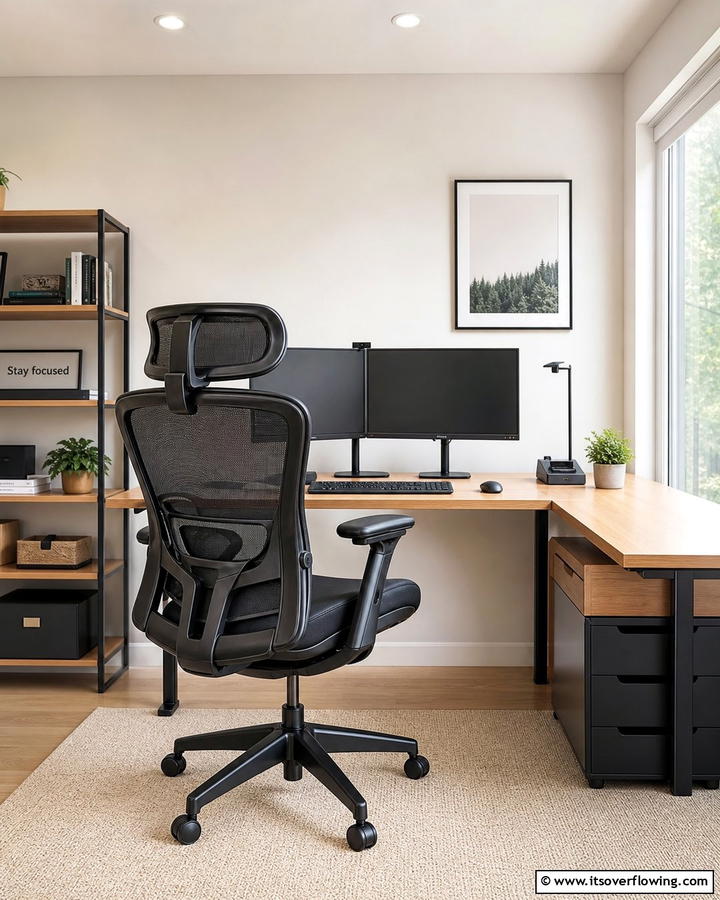 Ergonomic Chair Setup - 21 Modern Home Office Ideas for Productivity & Style