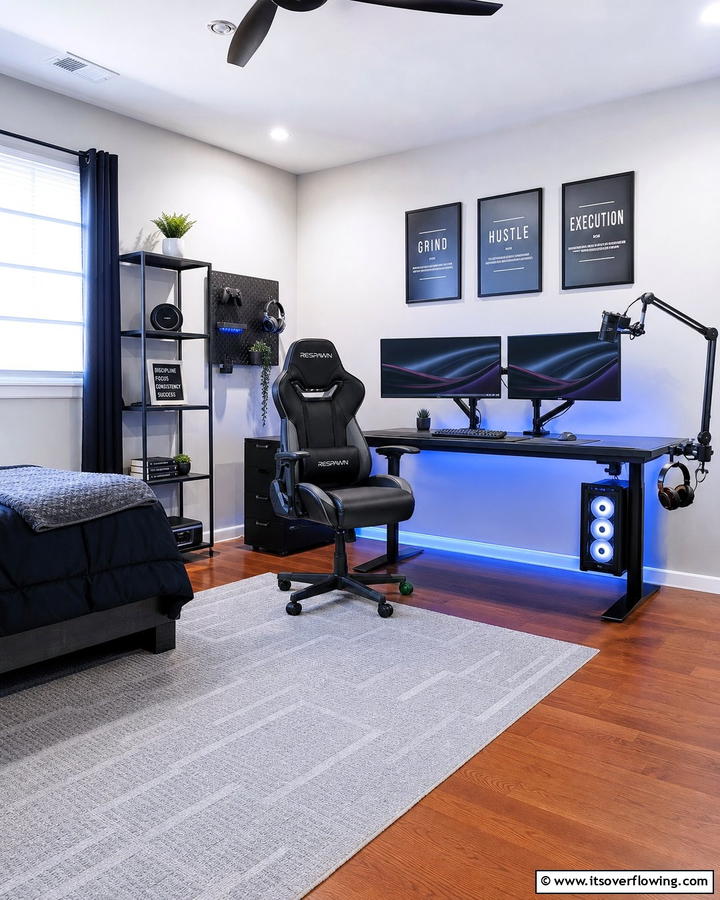 Ergonomic Gaming Setup - 21 Gaming Bedroom Ideas for an Immersive Entertainment Setup