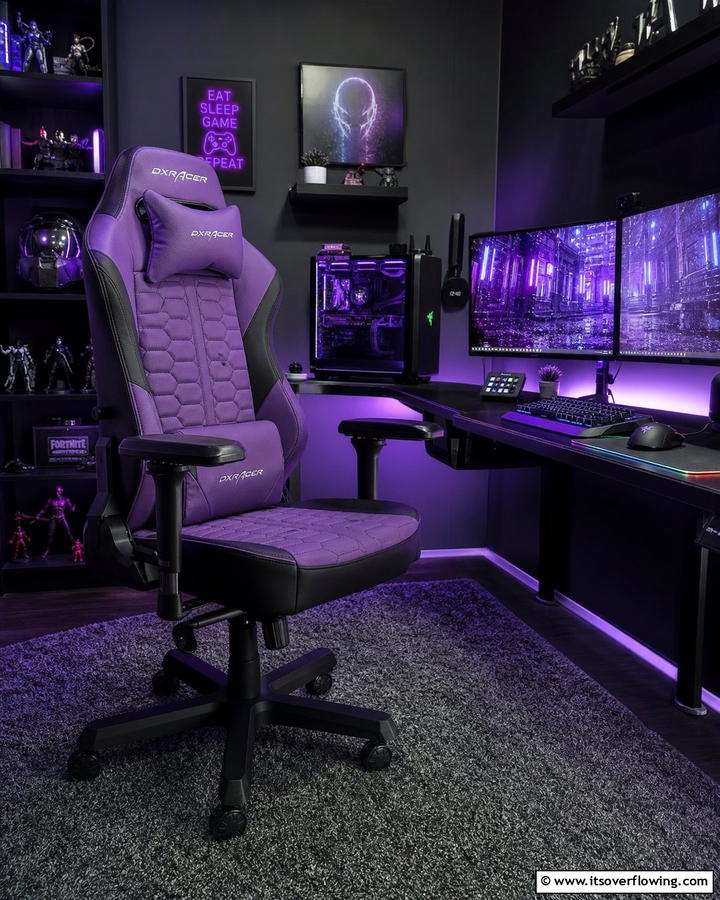 Ergonomic Purple Gaming Chair - 20 Purple Gaming Setup Ideas for a Vibrant Space