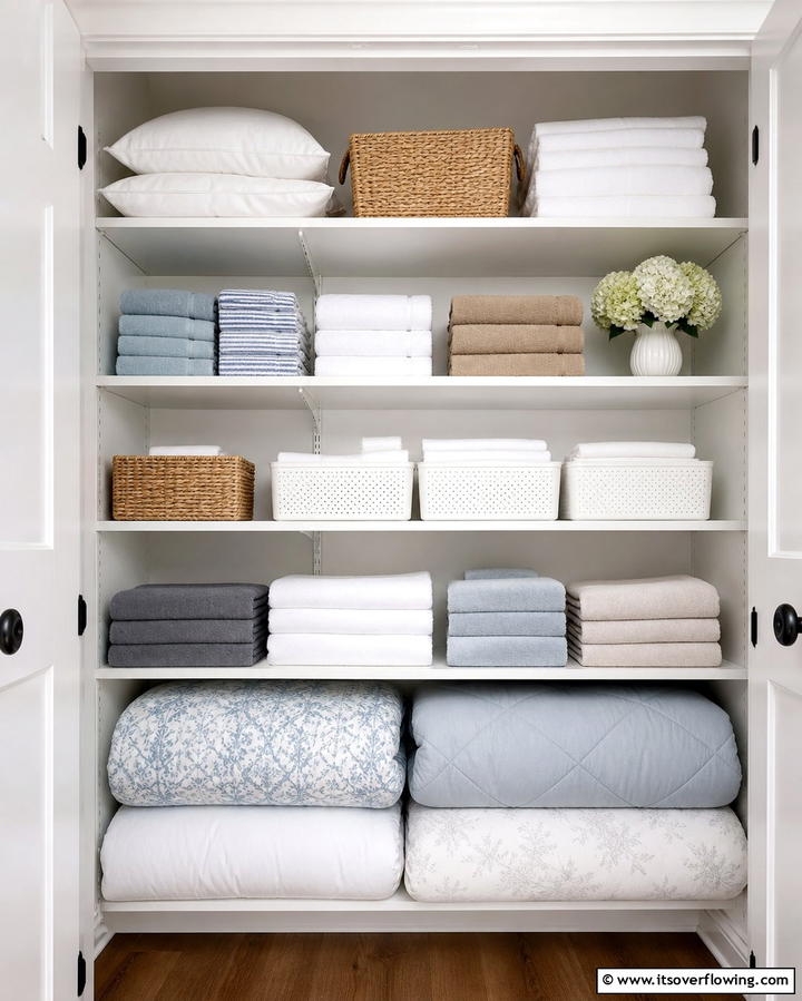 Ergonomic Shelf Layouts - 30 Linen Closet Organization Ideas for Maximized Storage