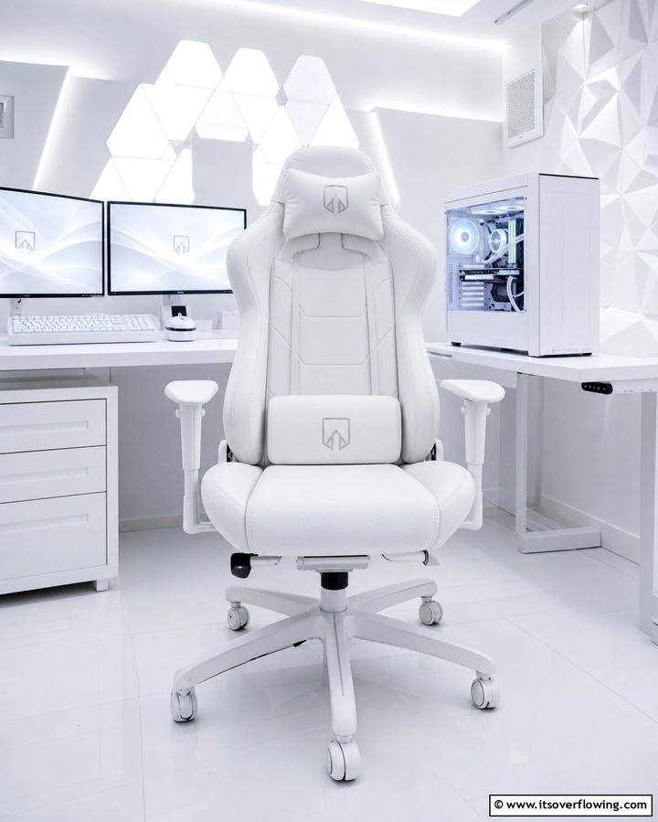 Ergonomic White Gaming Chair - 25 All White Gaming Setup Ideas for a Sleek Look