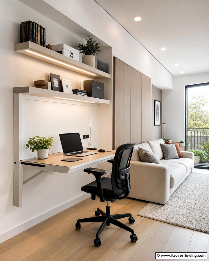 Ergonomic Workspace Integration - 21 Small Apartment Living Room Ideas for Compact Spaces