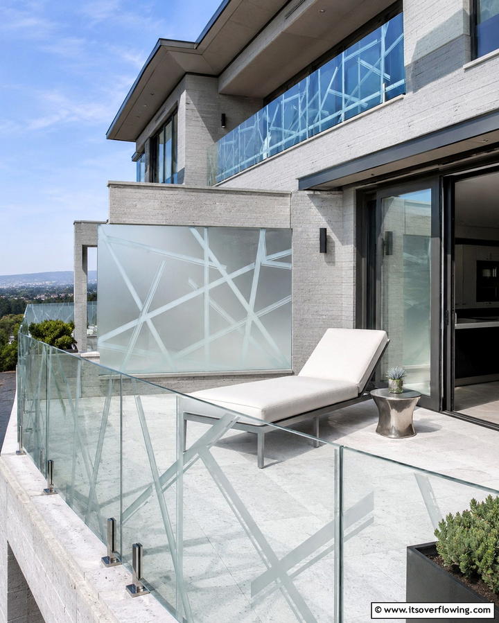 Etched Glass Balconies with Decorative Patterns - 25 Glass Balcony Design Ideas for Modern Homes