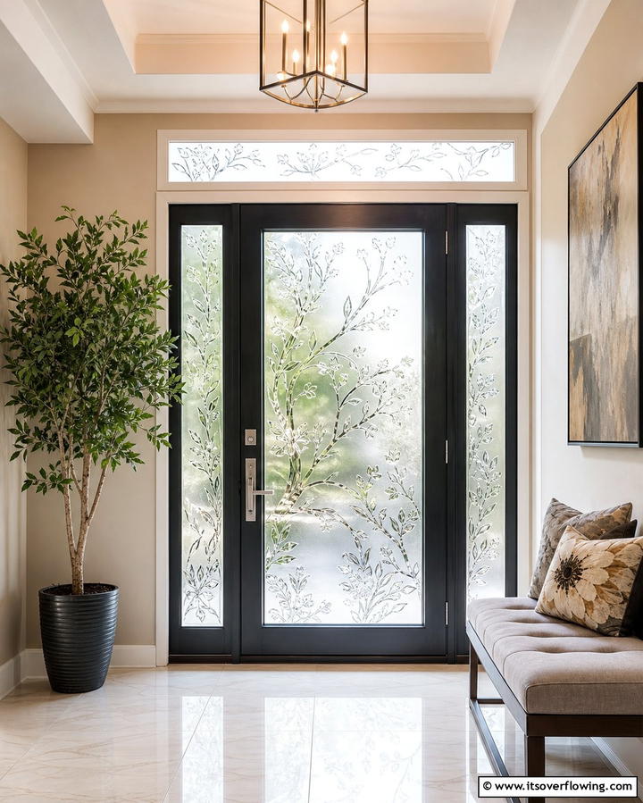 Etched Glass Designs for Artistic Flair - 25 Glass Front Doors Ideas to Brighten Your Entryway