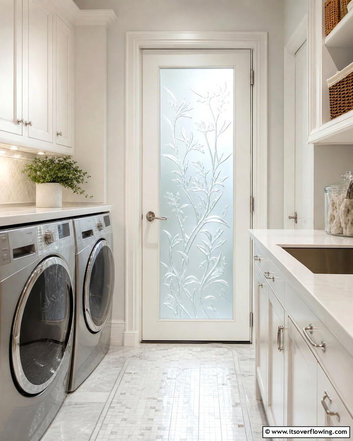 Etched Glass Door Designs - 20 Laundry Room Door Ideas for a Stylish and Functional Space
