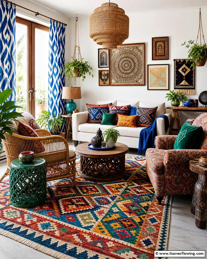 Ethnic Prints and Patterns - 20 Gypsy Bohemian Living Room Ideas for Free Spirits