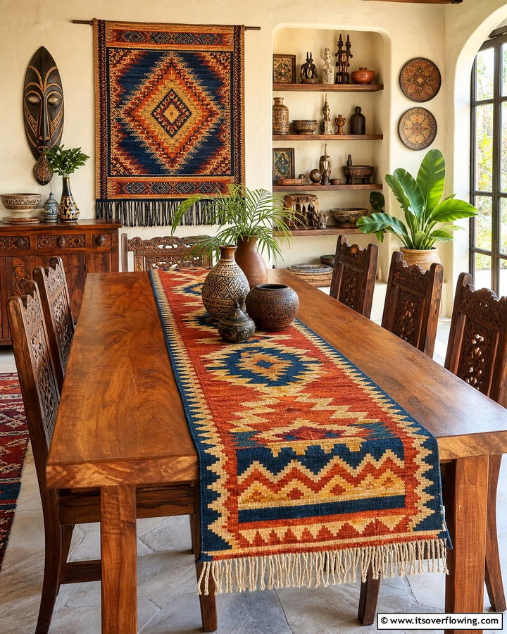 Ethnic Tribal Table Runner - 21 Unique Table Runner Ideas to Enhance Your Dining Experience
