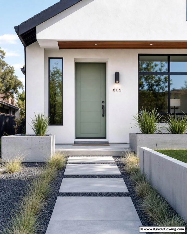 Eucalyptus Green for Subtle Serenity - 20 Green Front Door Ideas to Welcome Guests in Style