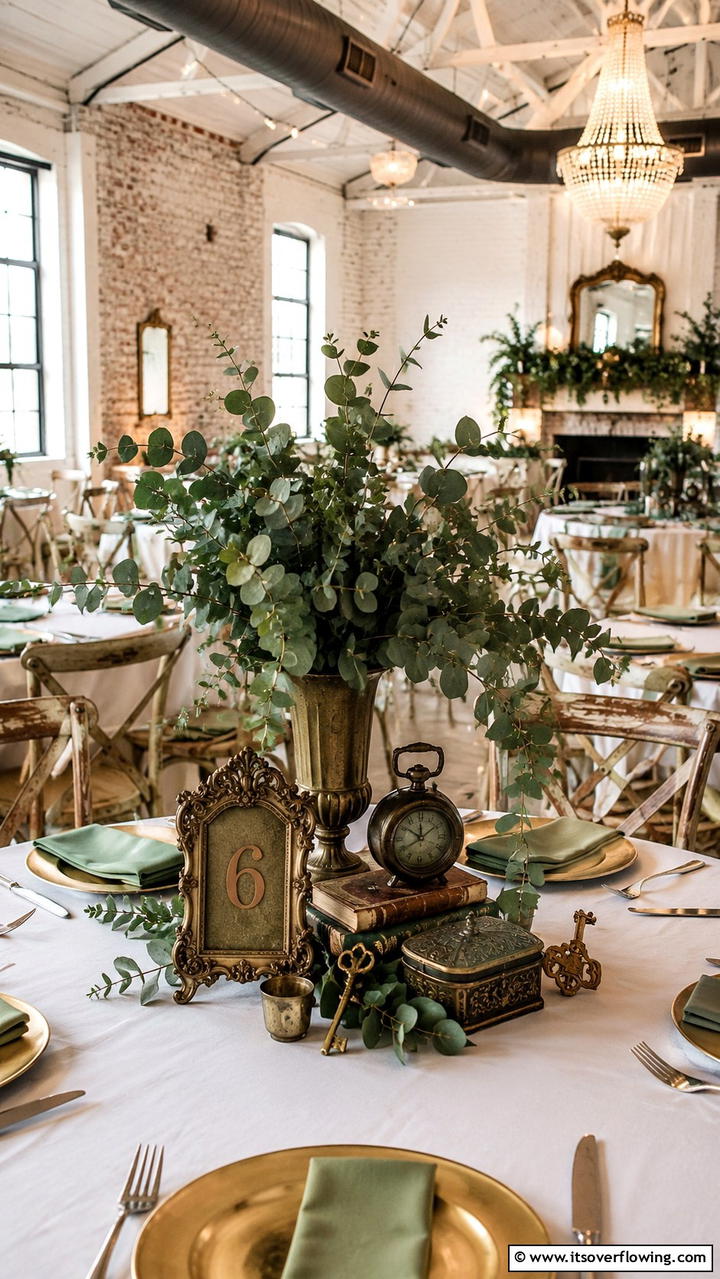 Eucalyptus and Antique Accents - 30 Eucalyptus Wedding Centerpieces for Natural Elegance