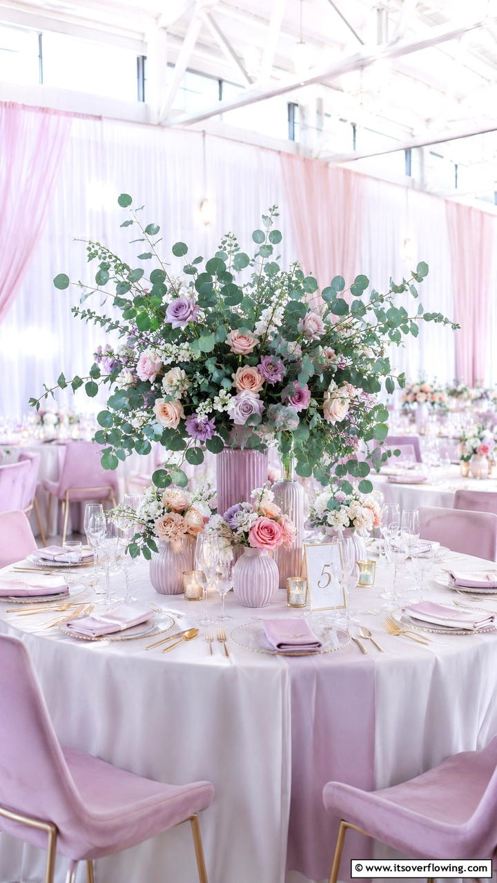 Eucalyptus and Soft Pastels - 30 Eucalyptus Wedding Centerpieces for Natural Elegance