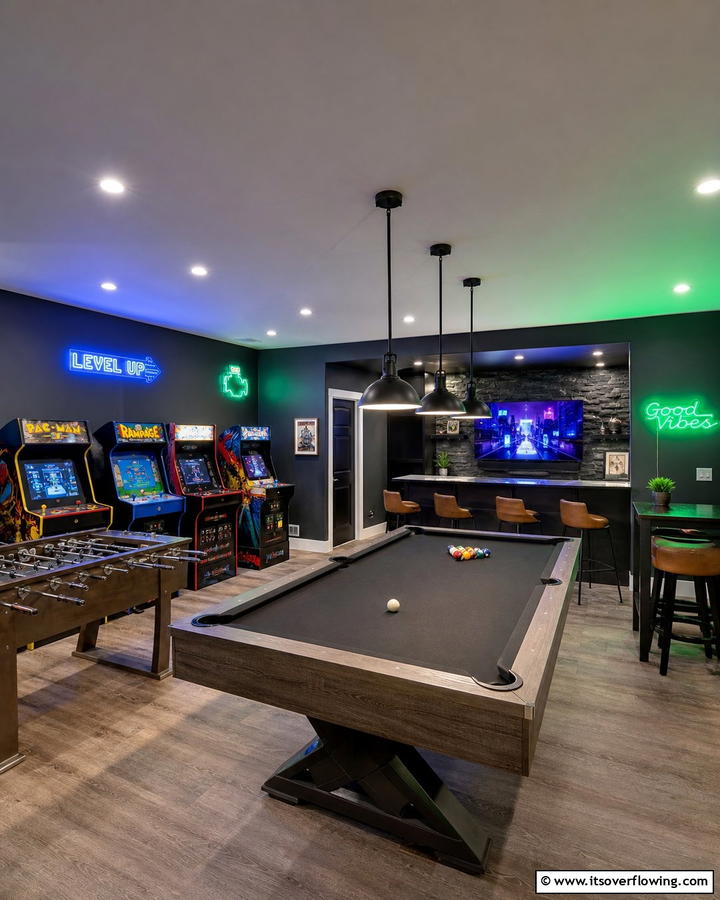 Exciting Game Room - 21 Basement Ideas to Transform Your Underutilized Space