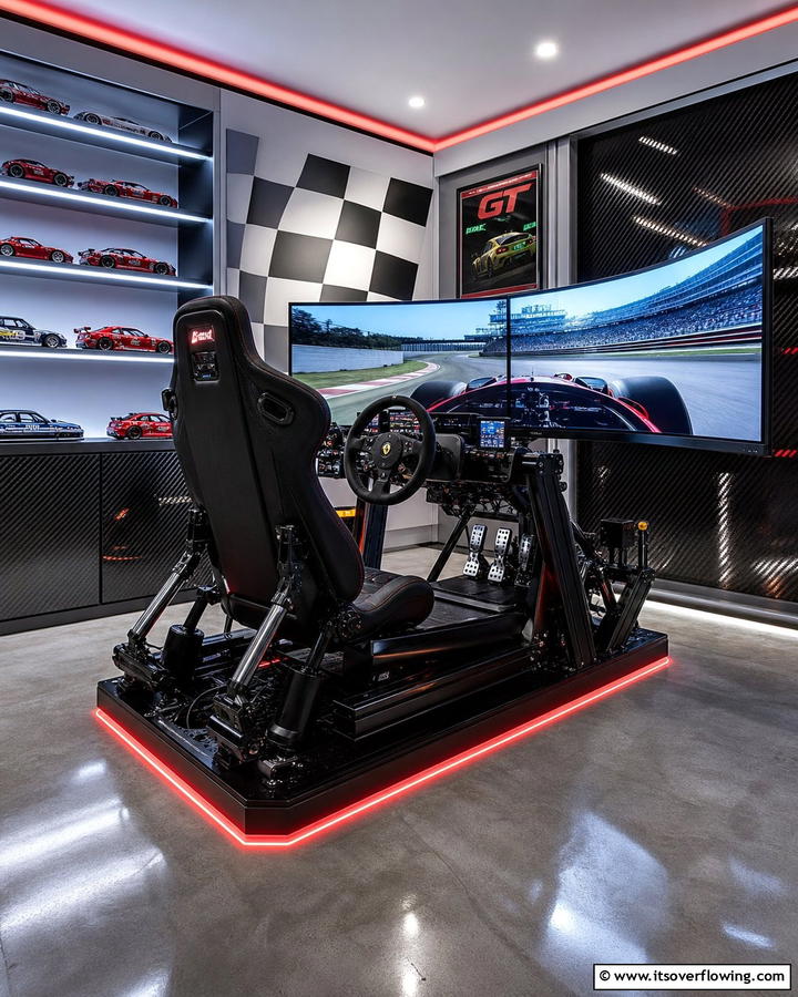 Exotic Car Racing Simulator - 20 Luxury Man Cave Ideas for Ultimate Comfort