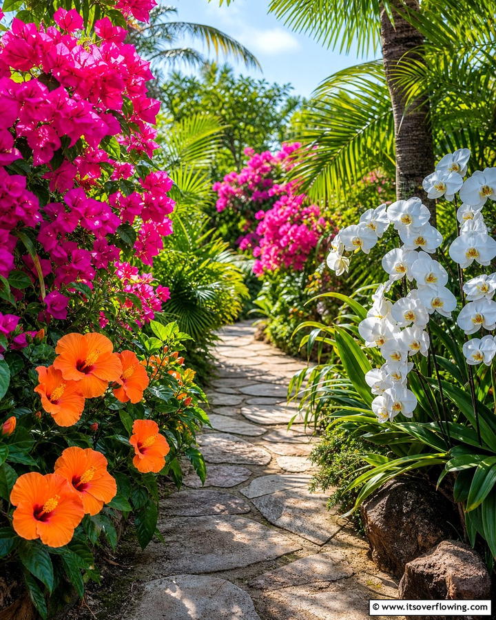 Exotic Flower Clusters - 25 Tropical Garden Ideas for a Lush Outdoor Oasis