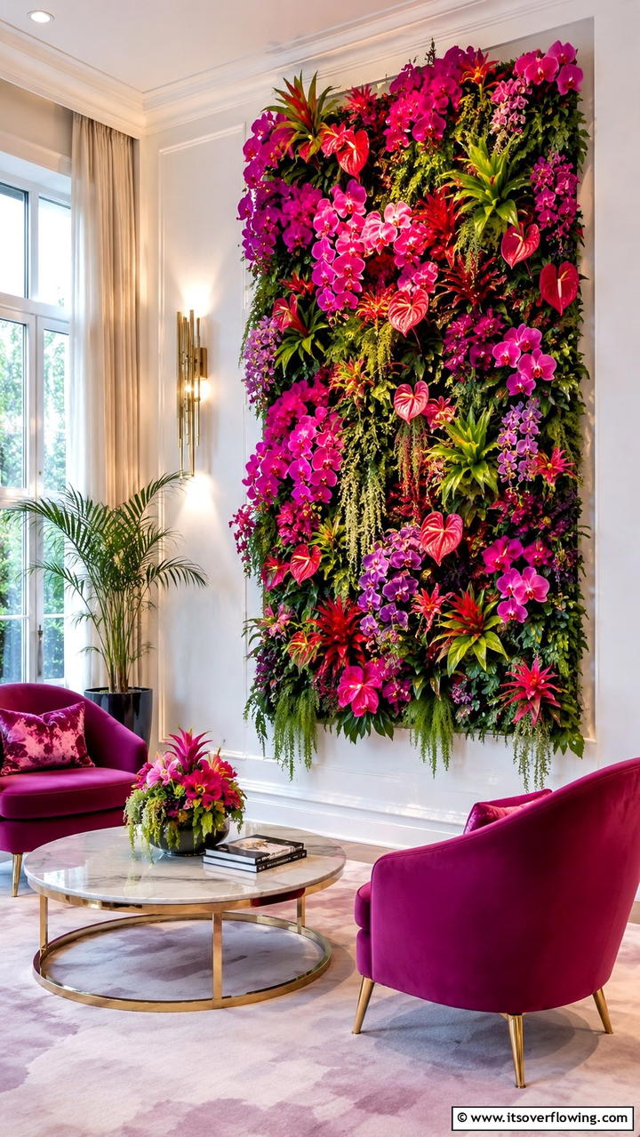 Exotic Flower Feature - 30 Indoor Plant Wall Ideas to Transform Blank Spaces