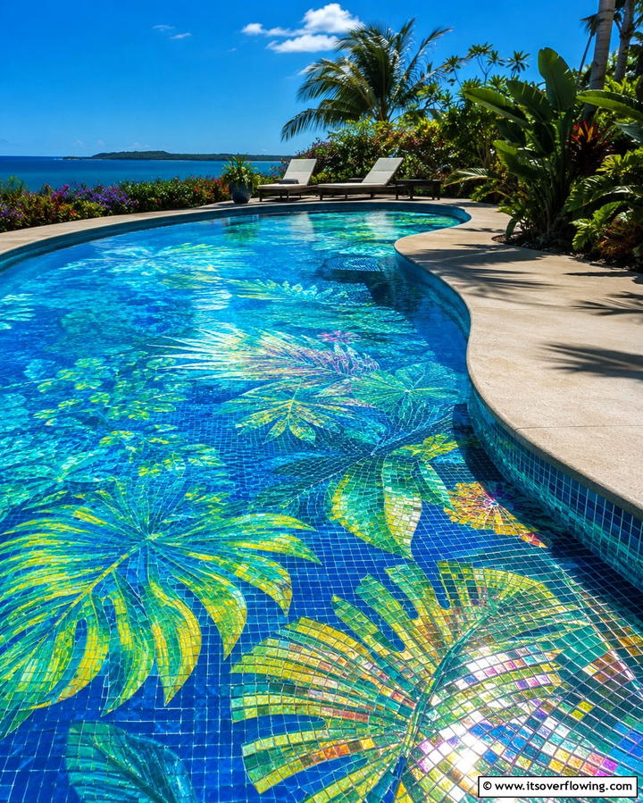 Exotic Pool Tiles for Vibrancy - 25 Tropical Pool Landscaping Ideas for a Resort Feel