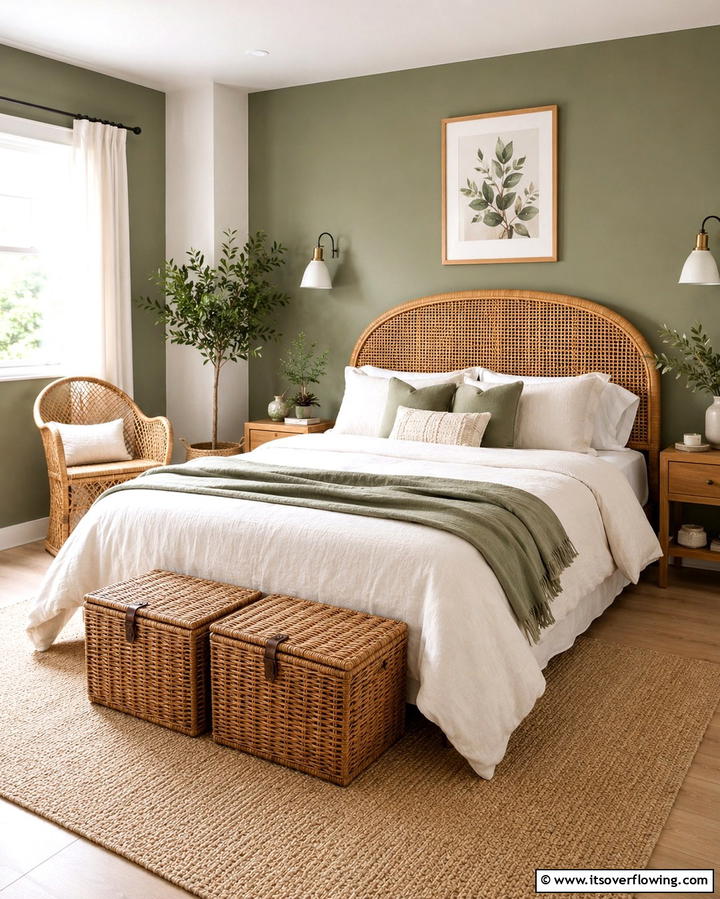 Exotic Rattan Accents - 30 Jungle-Themed Bedroom Ideas- Wild & Whimsical Decor