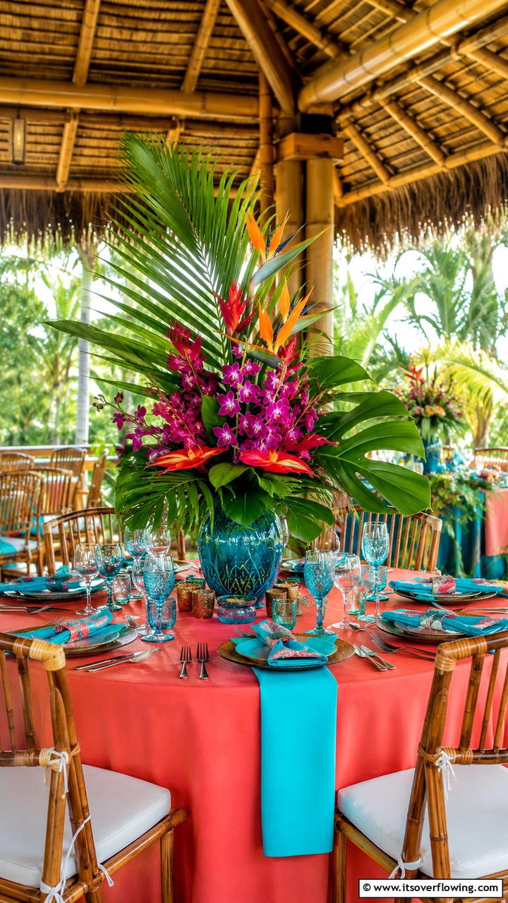 Exotic Tropical Oasis - 21 Stunning Wedding Centerpiece Ideas for Table Decor