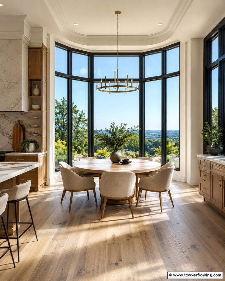 Expansive Dining Area - 25 Kitchen Bay Window Ideas for a Bright Cooking Space