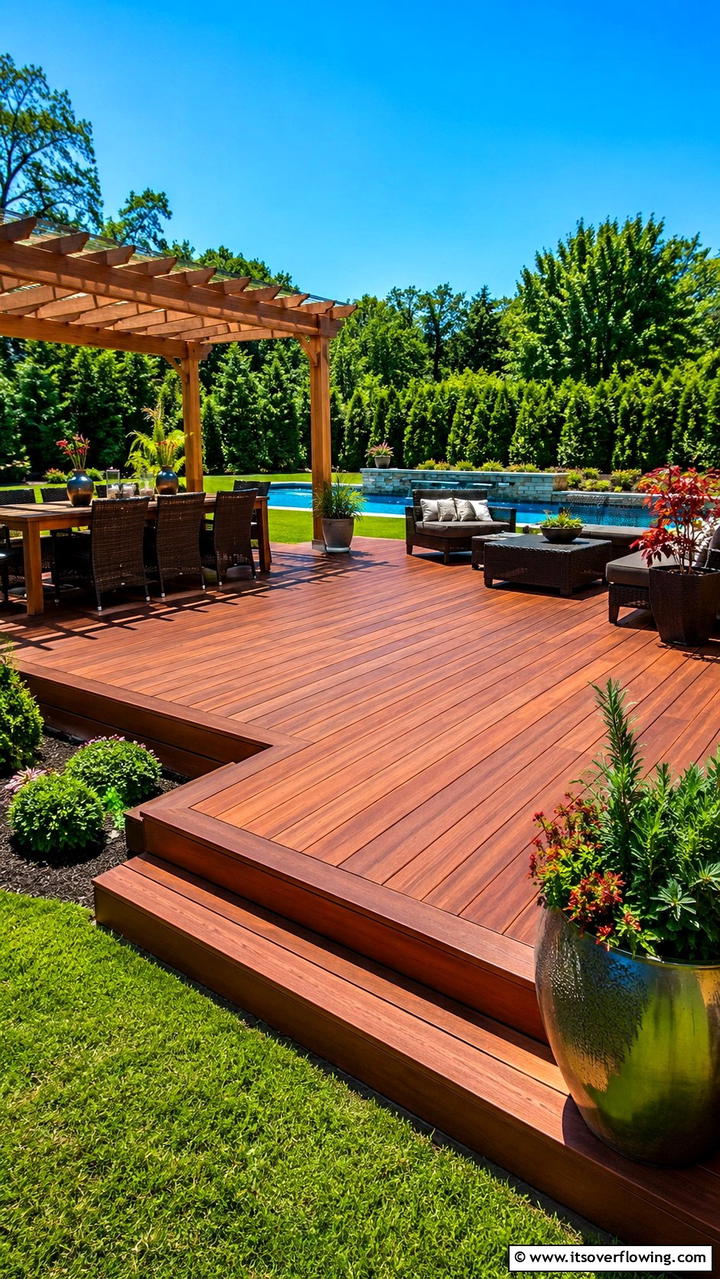 Expansive Floating Deck for Large Yards - 30 Floating Deck Ideas for Modern Backyard Designs