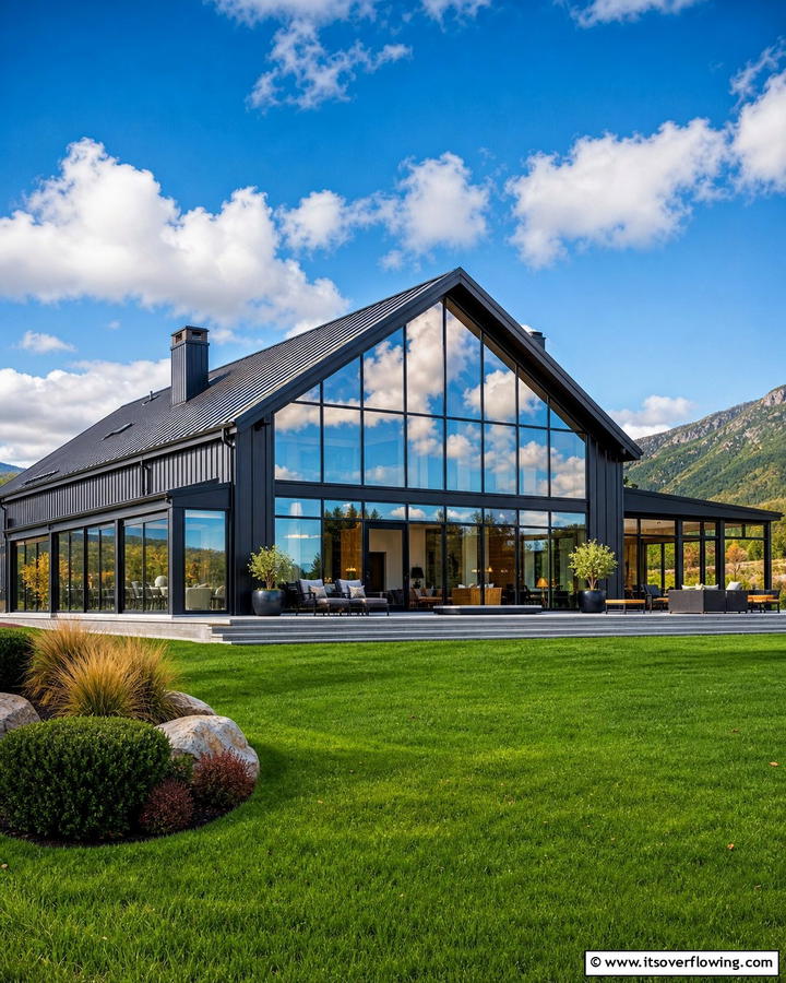 Expansive Glass Windows - 20 Barndominium Exterior Ideas for Curb Appeal