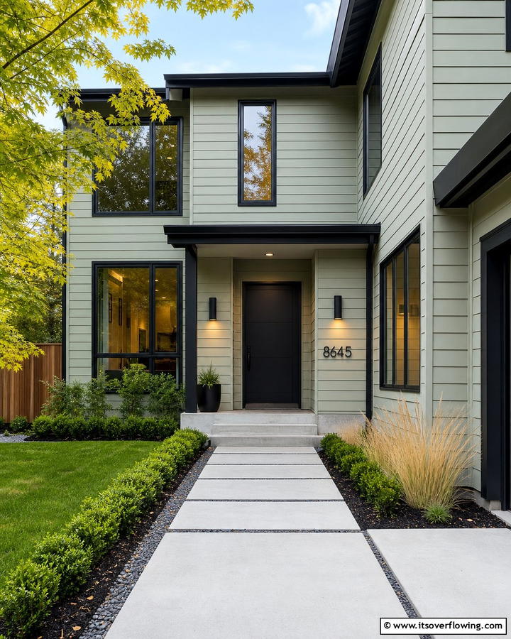 Experimenting with Matte Black Finishes - 20 Sage Green House With Black Door Design Ideas