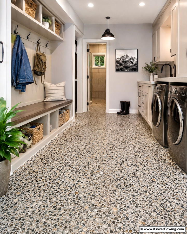 Exposed Aggregate Concrete for Texture - 25 Concrete Basement Floor Ideas for a Modern Look