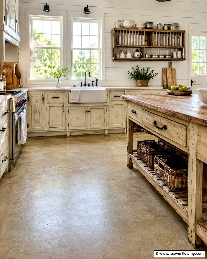 Exposed Aggregate Concrete - 30 Industrial Chic Concrete Floor Kitchen Design Concepts