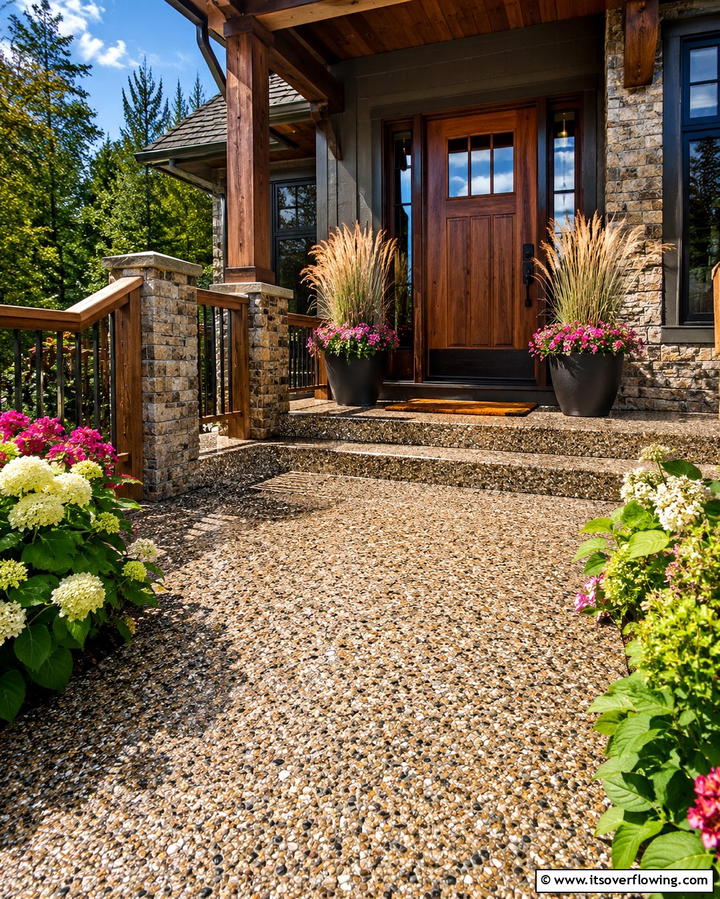 Exposed Aggregate FinishExact - 25 Concrete Porch Ideas for a Stylish and Low-Maintenance Entry