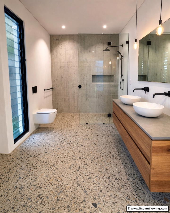 Exposed Aggregate for Texture and Depth - 20 Concrete Bathroom Ideas for a Sleek and Modern Design
